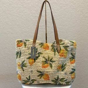 Style & Co Lemon Straw Tote (NWT)